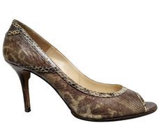 JIMMY CHOO : Escarpins peep toes en lézard 39.5