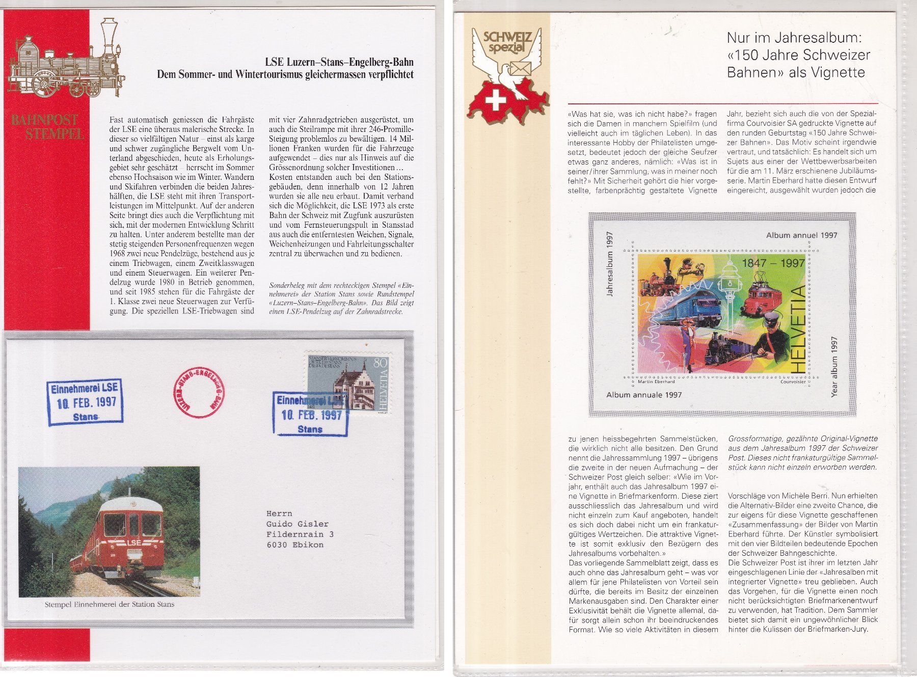 Tous les timbres: 17 Stk. CH Eisenbahn Spezial-Belege – D'occasion à Münchwilen AG par Nesar 4