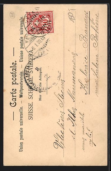 Cartoline postali: Vevey, Segelschiffe vor dem Ort, 1900 – Usato da Berlin venduto da bartko-reher 1