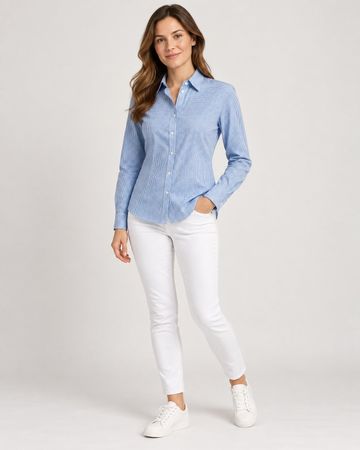 Bluse Seidensticker - vichy Caro bléu - tailliert - 40 - NEU