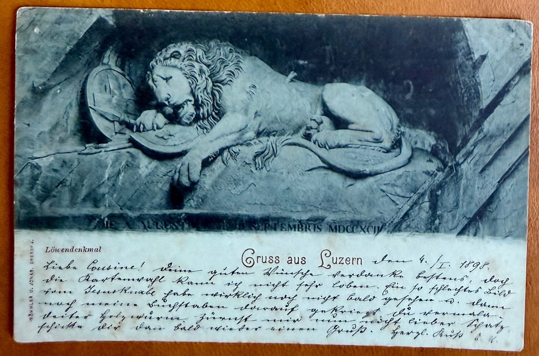 Cartes postales: Luzern - Löwendenkmal - Litho 1898 – D'occasion à Lutry par Ediego