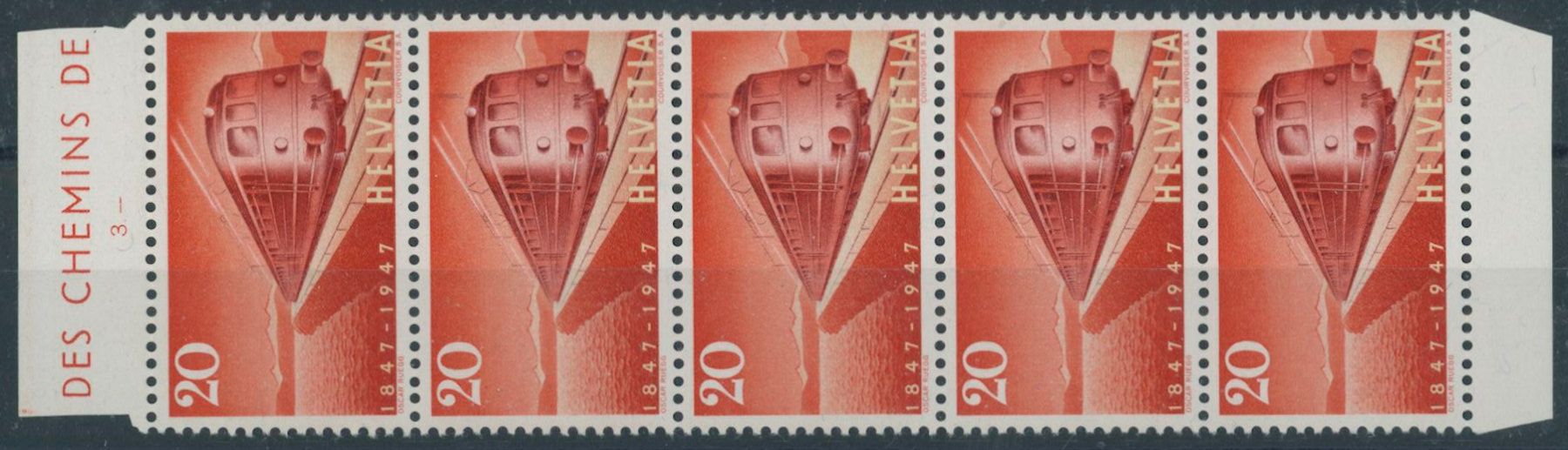 Tutti i francobolli: 1947 - Eisenbahnen - Abart - postfrisch ** – Nuovo (secondo la descrizione) da Schindellegi venduto da leecollect 1