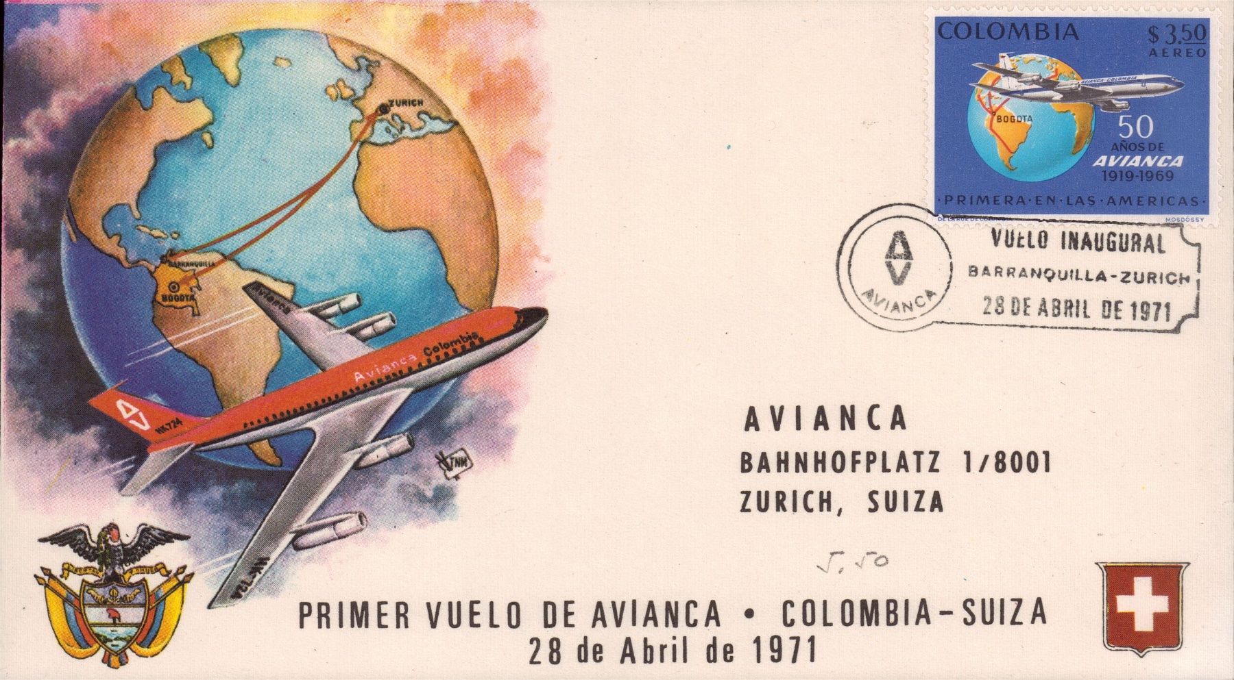 Tutti i francobolli: Briefe Erstflug Lot - Avianca - diverse Destinationen – Usato da Eggersriet venduto da glasshouse3egg