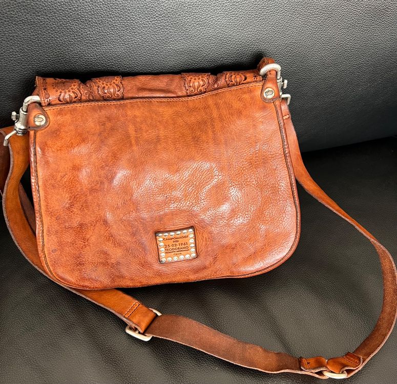 Sac Campomaggi En Cuir Italien – Bandoulière Réglable, Noir Vieilli