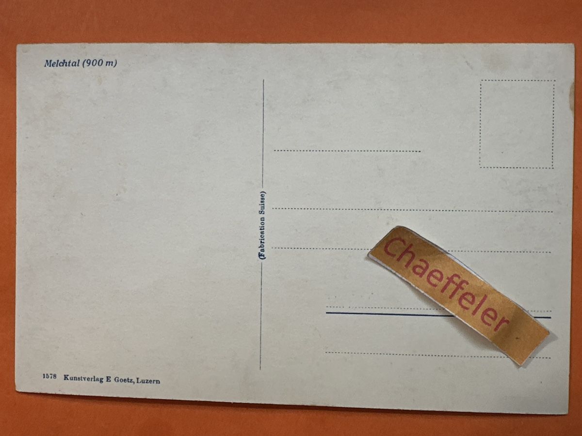 Cartoline postali: Melchtal (900 m) – Usato da Zürich venduto da Chaeffeler 1