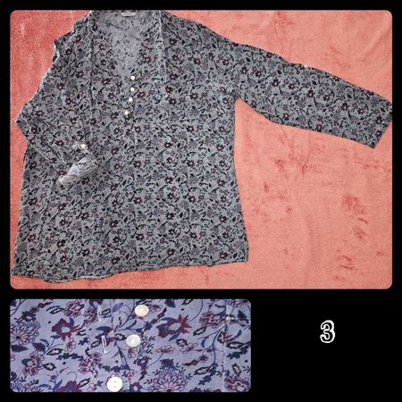 Tunika, hellblau mit Blumen&Blättern, XL, NEU