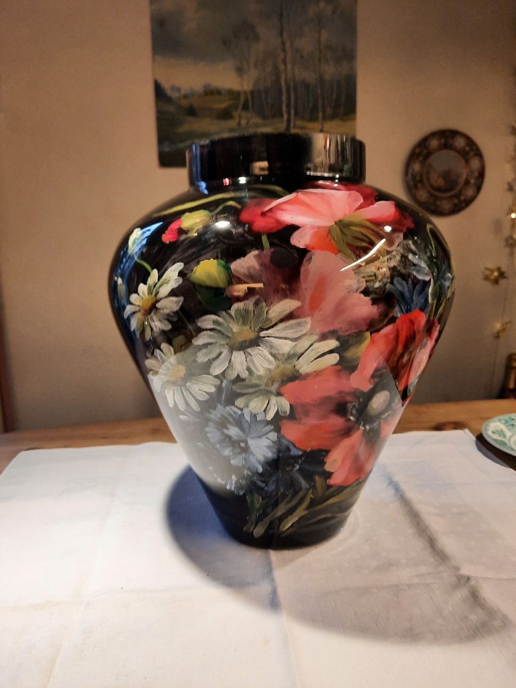 Vasi & Recipienti: Fantastische grosse Vase mit Hinterglasmalerei – Usato da Busswil BE venduto da balu37 1