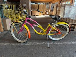 Electra Cruiser Fahrrad pink gelb mit Korb gebraucht