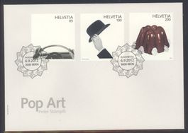 2012, FDC, Kusntserie Pop Art (Nr. 1438–1440)