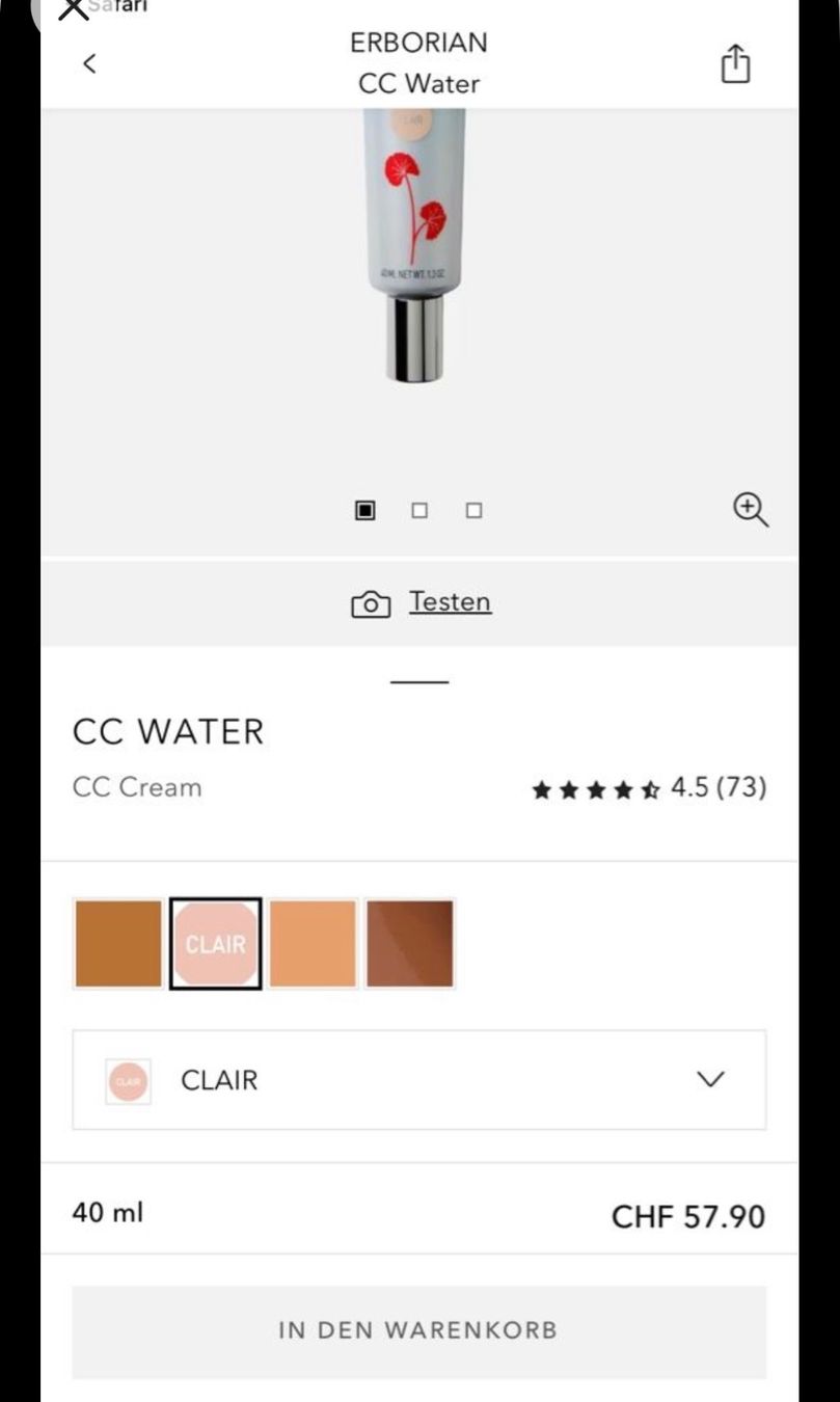 Make-up: erborian cc water clair (1 mal probiert) – Usato da Meilen venduto da svs_w6lr 1
