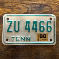 🇺🇸 U.S. Motorradnummer, Tennessee ZU 4466 - (18x10cm)