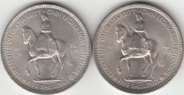 Lot -- 2 x 5 Five Schilling 1953 Grossbritannien