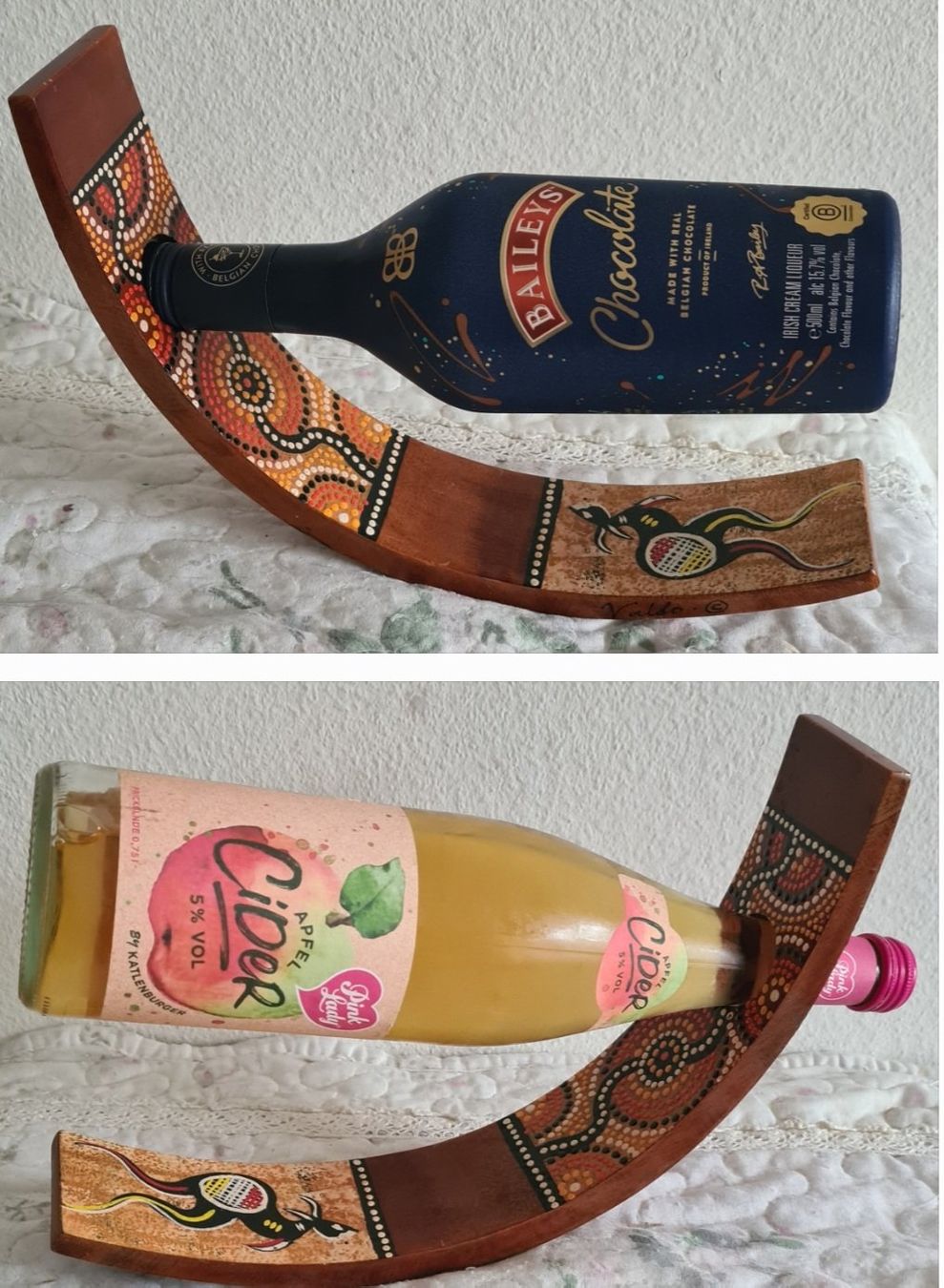 Portabottiglie: Australischer Weinflaschenhalter Holz handbemalt Valilo – Usato da Winterthur venduto da bibummi