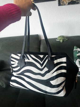 Zebra print leather bag
