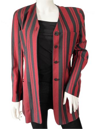 Blazer 36-40 oversize AKRIS rot-schwarz Streifen VINTAGE 80s