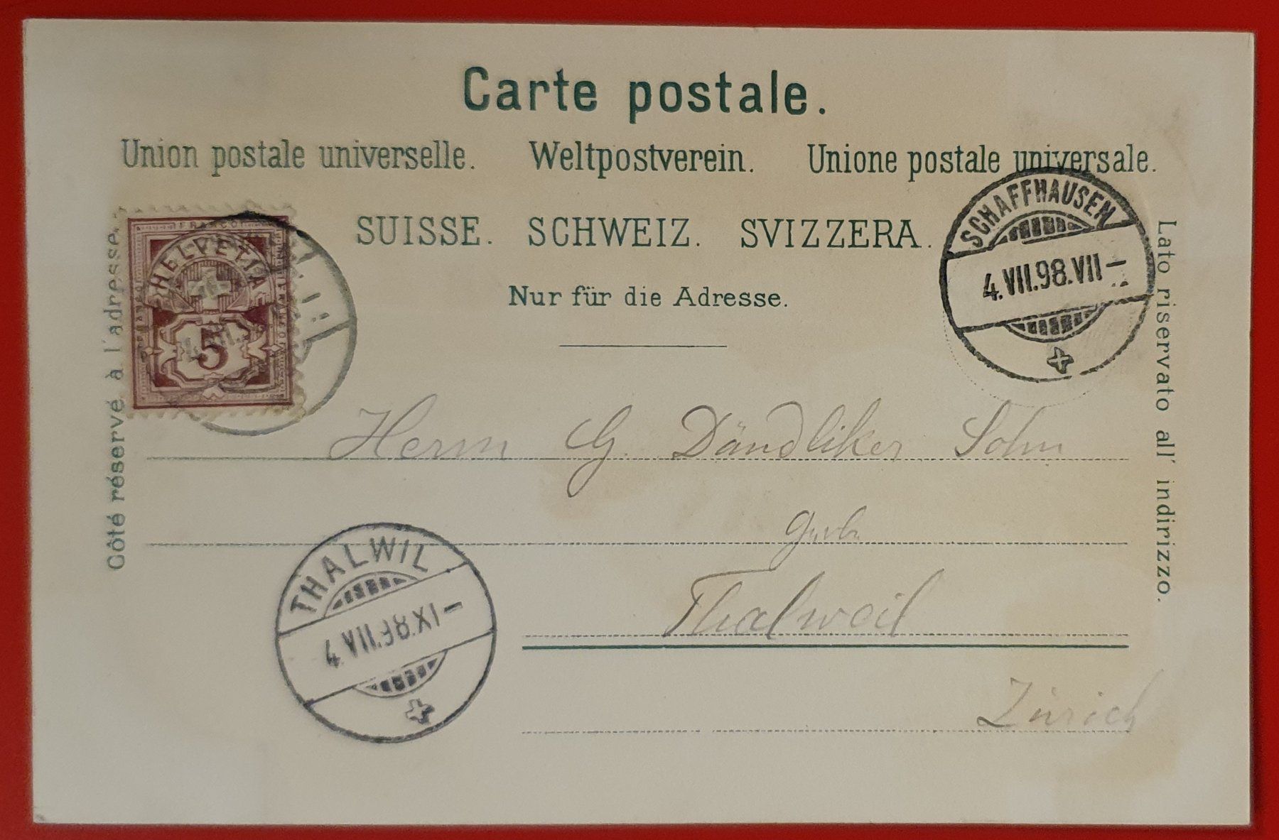 Cartoline postali: Gruss aus Schaffhausen 1898 – Usato da Kreuzlingen venduto da Rschweiz1 1