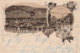 Gruss aus Berneck-Litho 1898-Ambulantstempel-Vermerk-Au