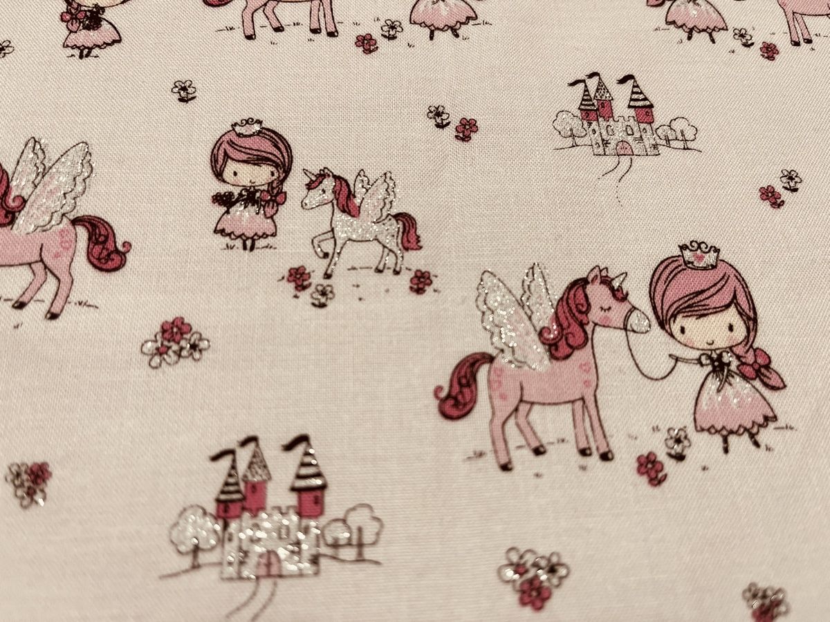 Tessuti: Patchwork Prinzessin mit Einhorn Glitzer – Nuovo (secondo la descrizione) da Seuzach venduto da KreativmitStoff 2