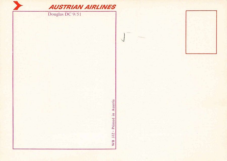 Cartoline postali: Austrian Airlines Douglas DC 9/51 – Usato da Frauenfeld venduto da POML 1