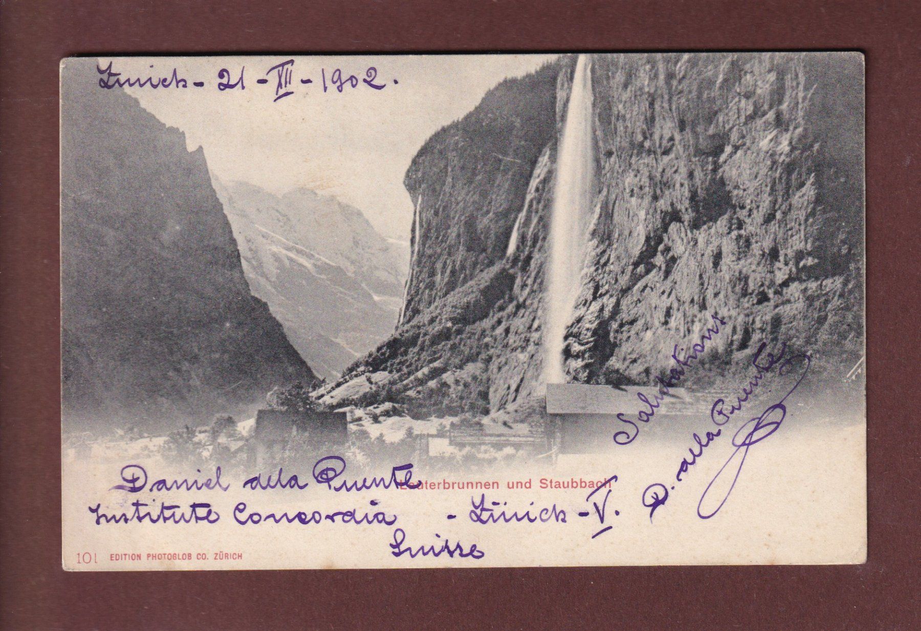 Ansichtskarten: LAUTERBRUNNEN - Staubbach - 1902 – Gebraucht aus Pully von nicecards-shop