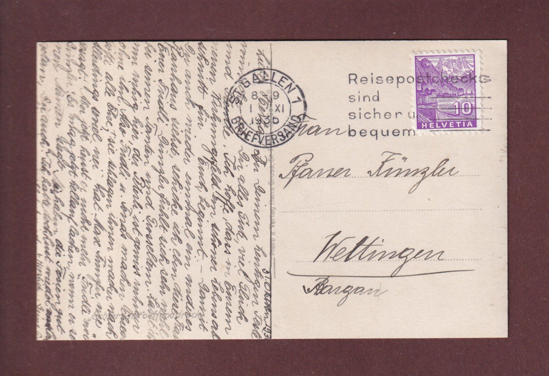 Cartoline postali: ST. GALLEN - Falkensteinstrasse - 1936 – Usato da Pully venduto da nicecards 1