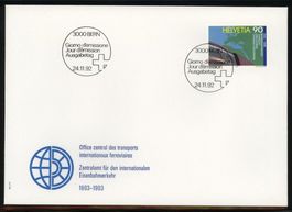 1992, FDC, 100 Jahre Zentralamt (Nr. 836)