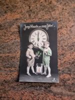Alte Neujahrskarte mit Uhr Motiv gebraucht guter Zustand