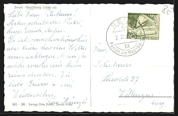 Ansichtskarten: Reuti-Hasliberg, Ortsansicht von einer B – Gebraucht aus Berlin von bartko-reher 1