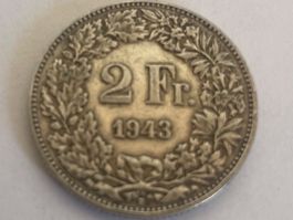 Pièce de 2 francs en argent 1943