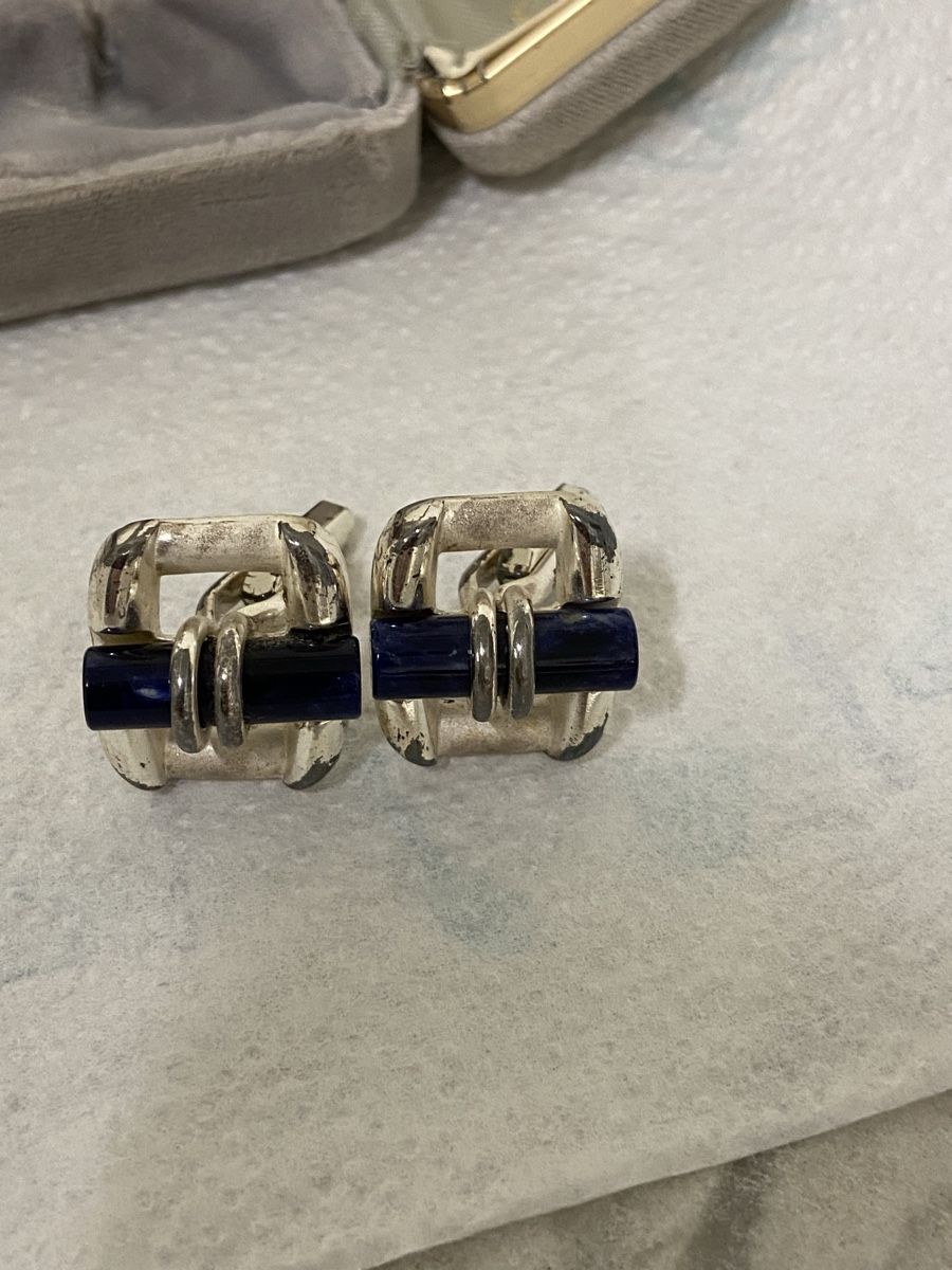 Gemelli: Jacques Fath Paris Manschettenknöpfe 835Silber/Lapislazuli – Usato da Dietikon venduto da brocki-eyra 6