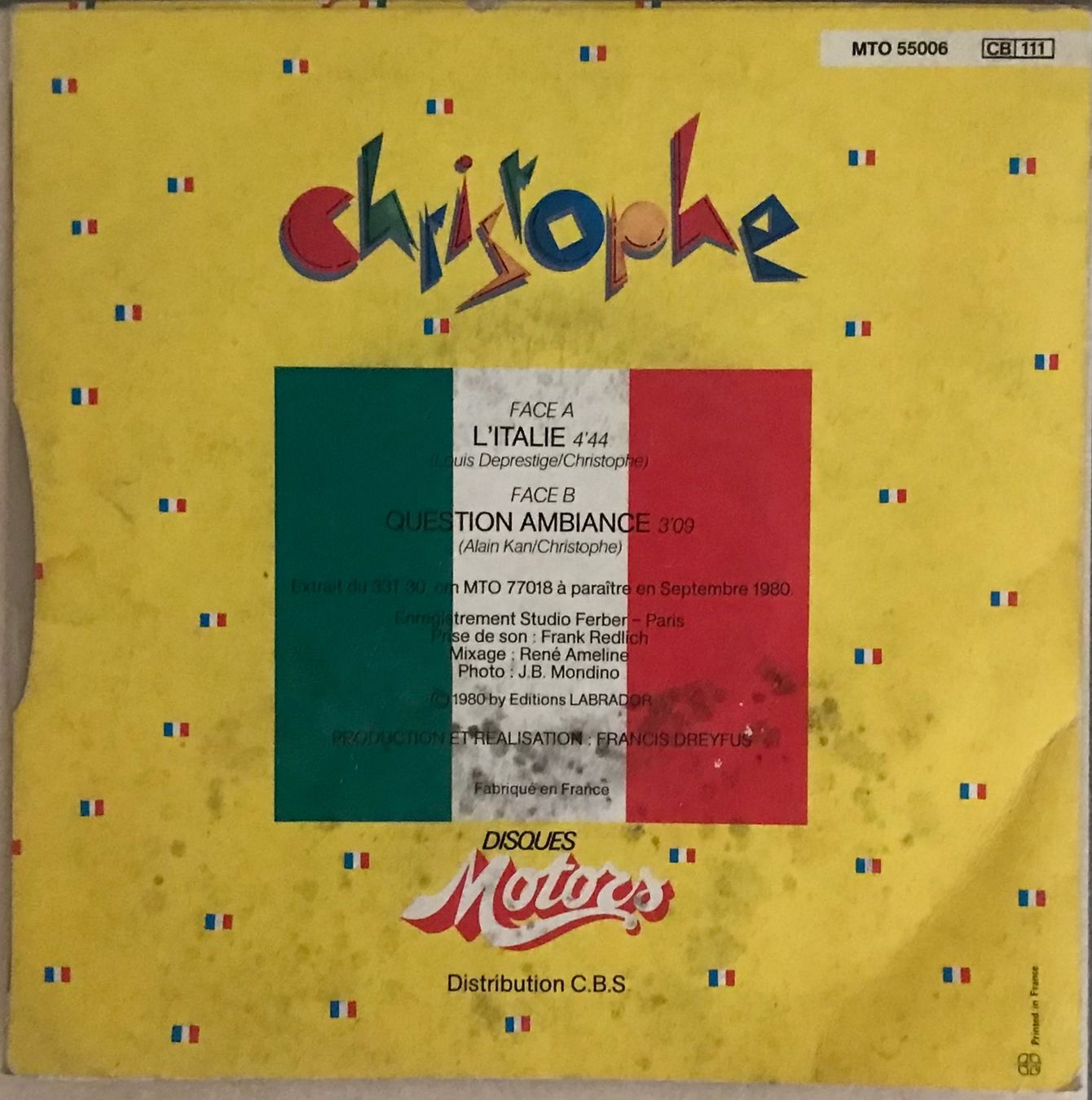 Schallplatten: CHRISTOPHE - L'ITALIE – Gebraucht aus Bussigny von vinyl-pas-cher 1