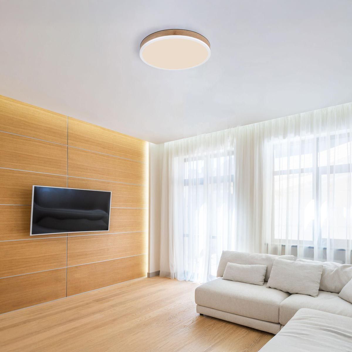 Lampadari & plafoniere: LED Deckenleuchte, Holzoptik, 45 cm Ø – Nuovo (secondo la descrizione) da Kreuzlingen venduto da Smart-Light 1