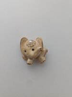 Brosche Elefant Emaille Perle Strass Goldfarben gemessen