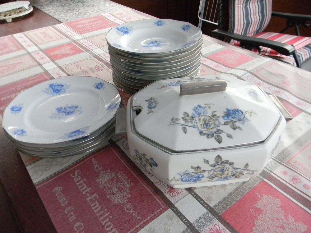Service à dessert en porcelaine de Limoges A Baranger - Lot de 6 assiettes