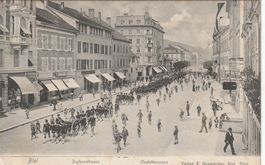 Biel Dufourstrasse Cadettencorps alte Ansichtskarte 1905