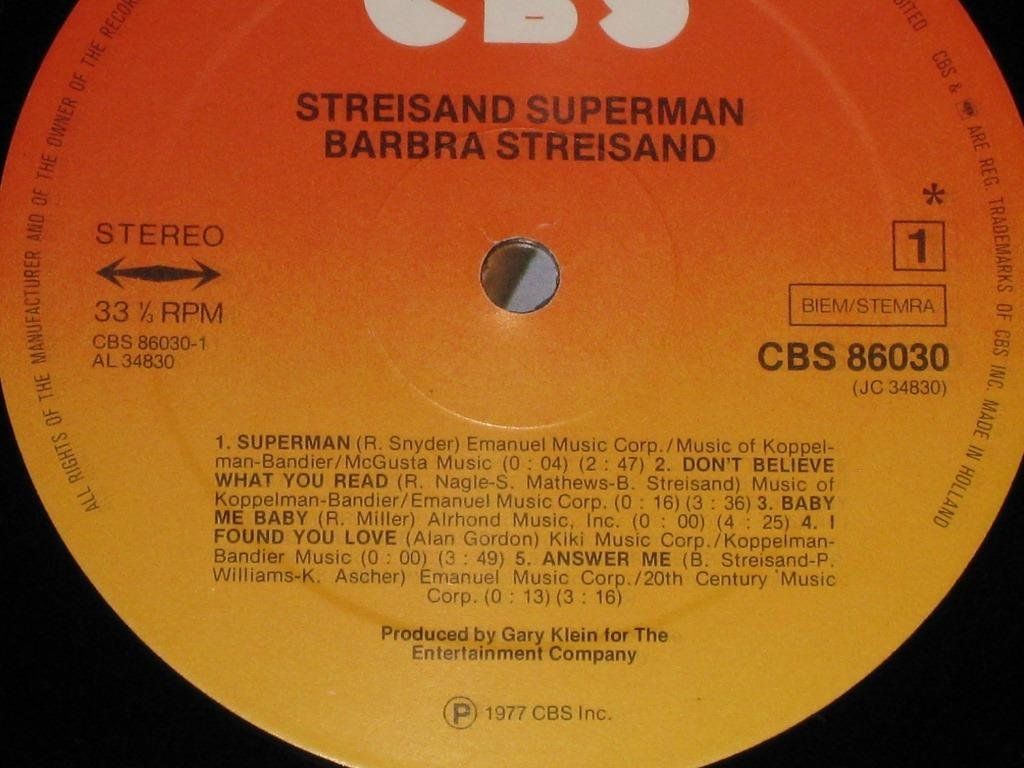 Vinyles: LP - BARBRA STREISAND - SUPERMAN – D'occasion à Steckborn par Quo7 1