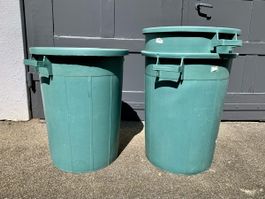 3 x Grün Abfallkübel, Kehrichteimer, Garten - Top Zustand!