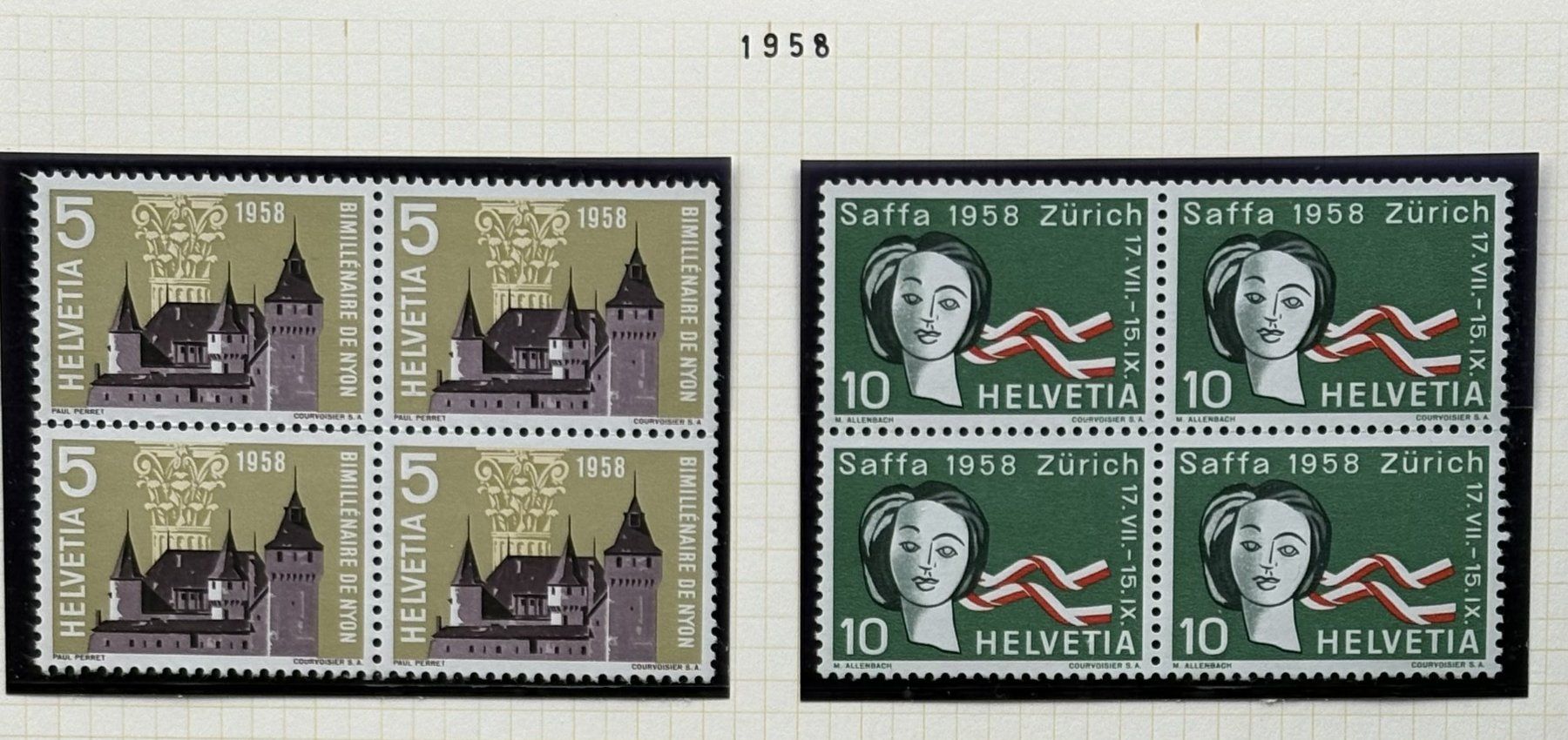 Tutti i francobolli: LOT 4ER BLOCK SCHWEIZ NEU 1958 – Nuovo (secondo la descrizione) da Ostermundigen venduto da Heavenmaus75 1