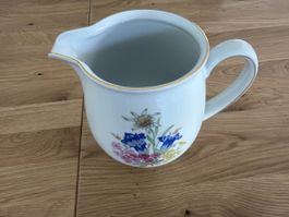 Alte Vintage Porzellan Krug/Kanne mit Alpenblumen Dekor