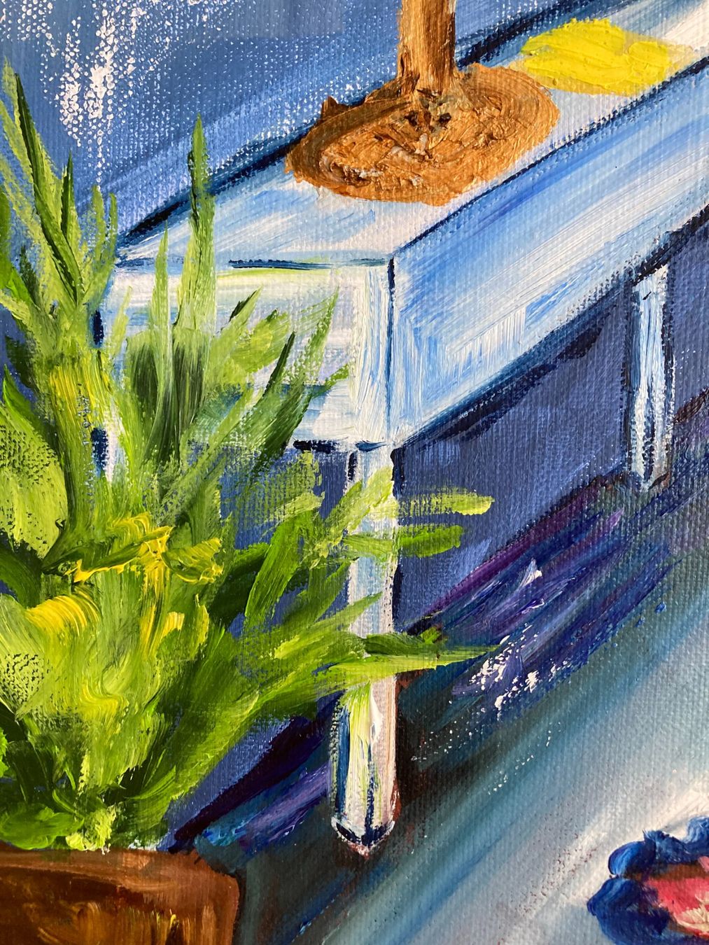 Dipinti: Original Ölgemälde "Blauer Raum" – Kunst Interior – Nuovo (secondo la descrizione) da Cham venduto da Felha 2