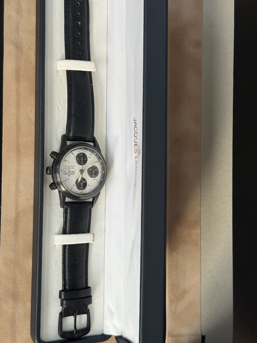 Jacques Lemans Orologi: Jacques Lemans Automatik Chronograph schwarzes Armband – Usato da Wil SG venduto da F-Z-72 1