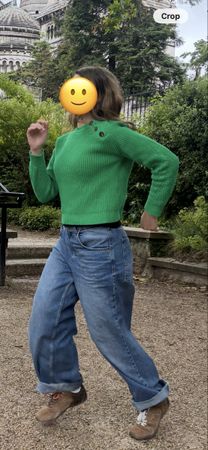 Sezane Jumper Green Size XS Button Detail Used