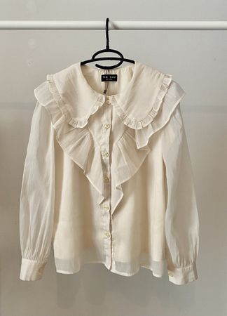 Damen Bluse Creme Rüschenkragen Grösse S guter Zustand
