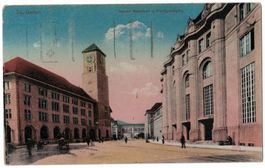 St. Gallen, Bahnhof und Postgebäude, gelaufen 1924
