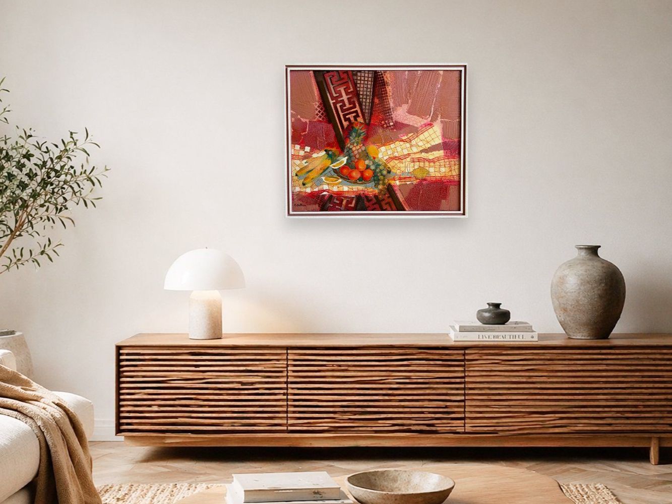 Gemälde: Mischtechnik Gemälde 59x70 cm gerahmt – Boho / Vintage Stil – Gebraucht aus Boll von NRie 2