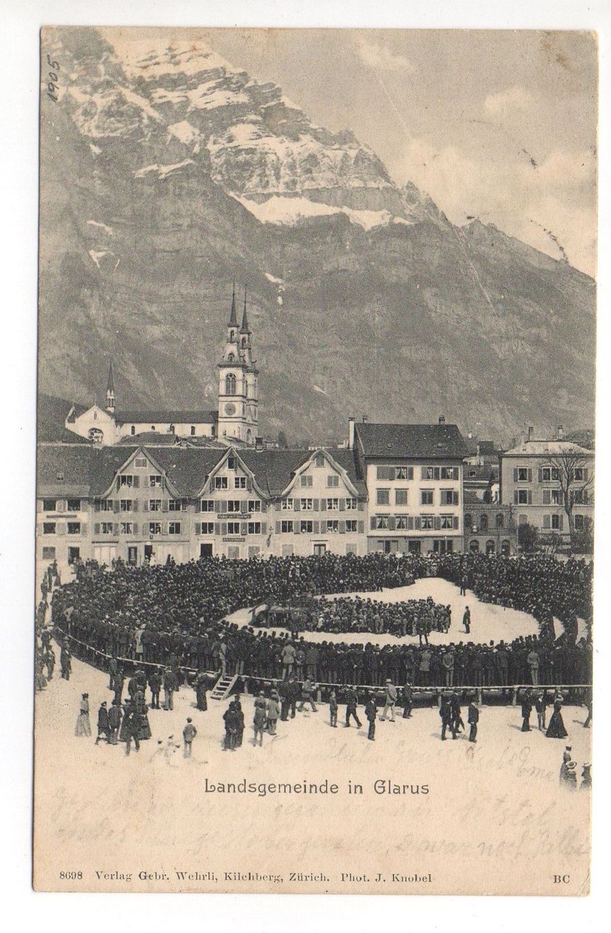 Ansichtskarten: GLARUS Landsgemeinde, Stempel Netstal, Weinfelden, Rorschach – Gebraucht aus Jona von philajona