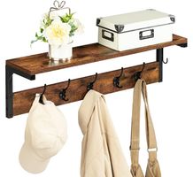 Wandgarderobe mit Ablage, Wandregal + 7 Haken und Ablage
