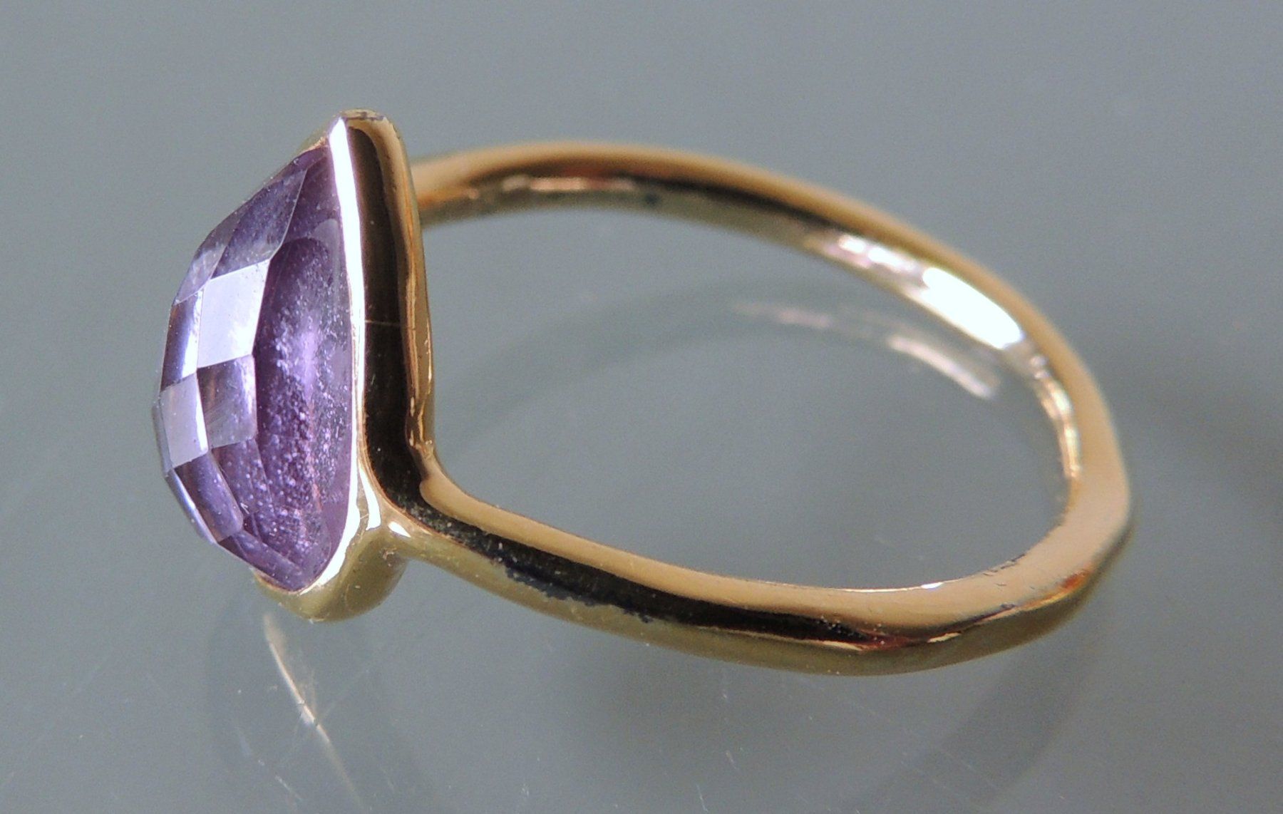 Pompidou Anelli: POMPIDOU vergoldeter Silber 925 Fingerring Amethyst Gr. 56 – Usato da Waldenburg venduto da schaller707 1