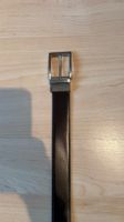 Wendegürtel Leder  dunkelbraun/ schwarz mit Metallschnalle