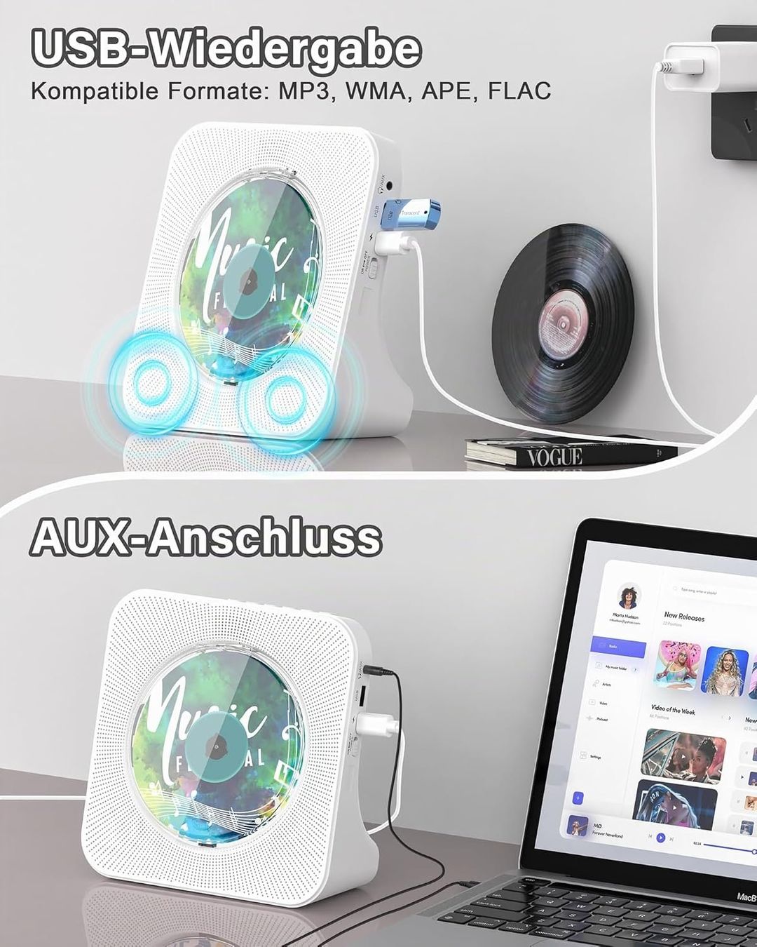 Tragbarer Mediaplayer: CD-Player tragbar mit Bluetooth Fernbedienung – Neu und originalverpackt aus St. Gallen von VerkaufsMaus50 4